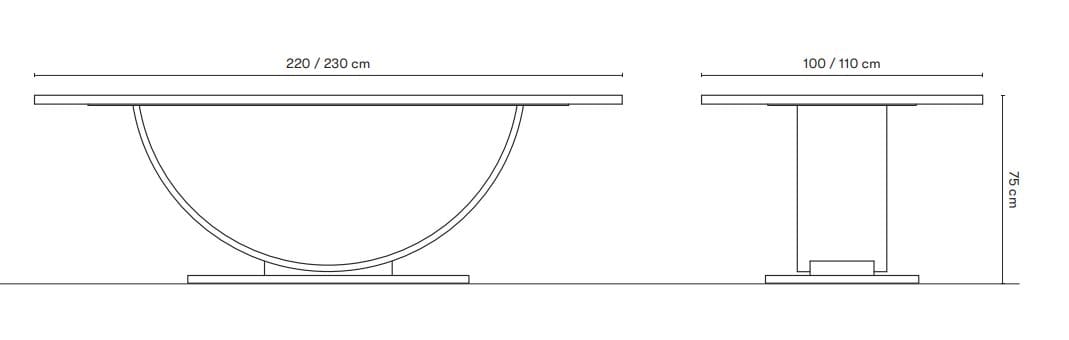 Прямоугольный стол со стальным основанием и ламинированным верхом ORO NERO Collection Ark ARCH-00022516 - Вид №2