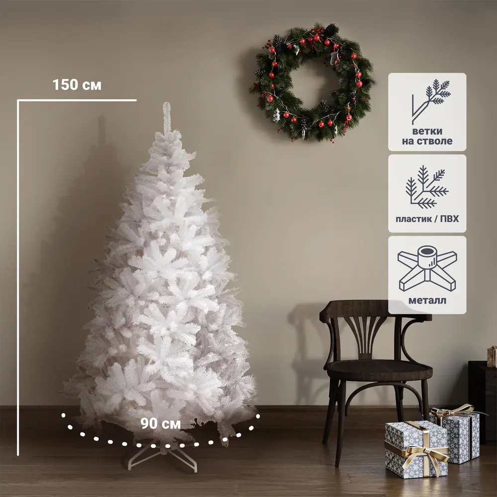 Ель новогодняя искусственная SXMas Blitzen белая 150 см 83054356 STLM-2194347 Santreyd 