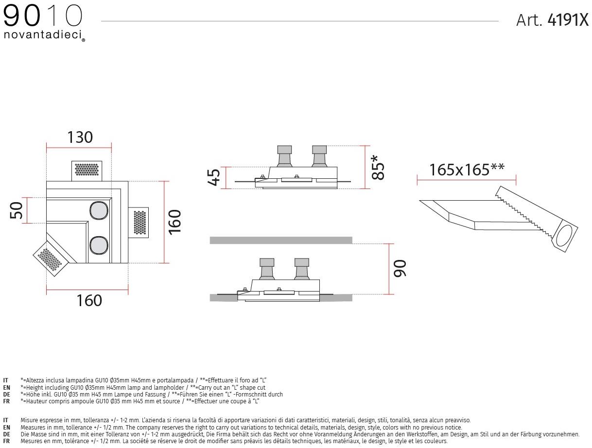 9010 novantadieci Встраиваемый потолочный светильник led из cristaly®  4191x  - Вид №1