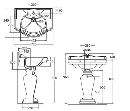 Керамическая раковина на колонне Azzurra Ceramica Jubilaeum ARCH-00039265 - Вид №2