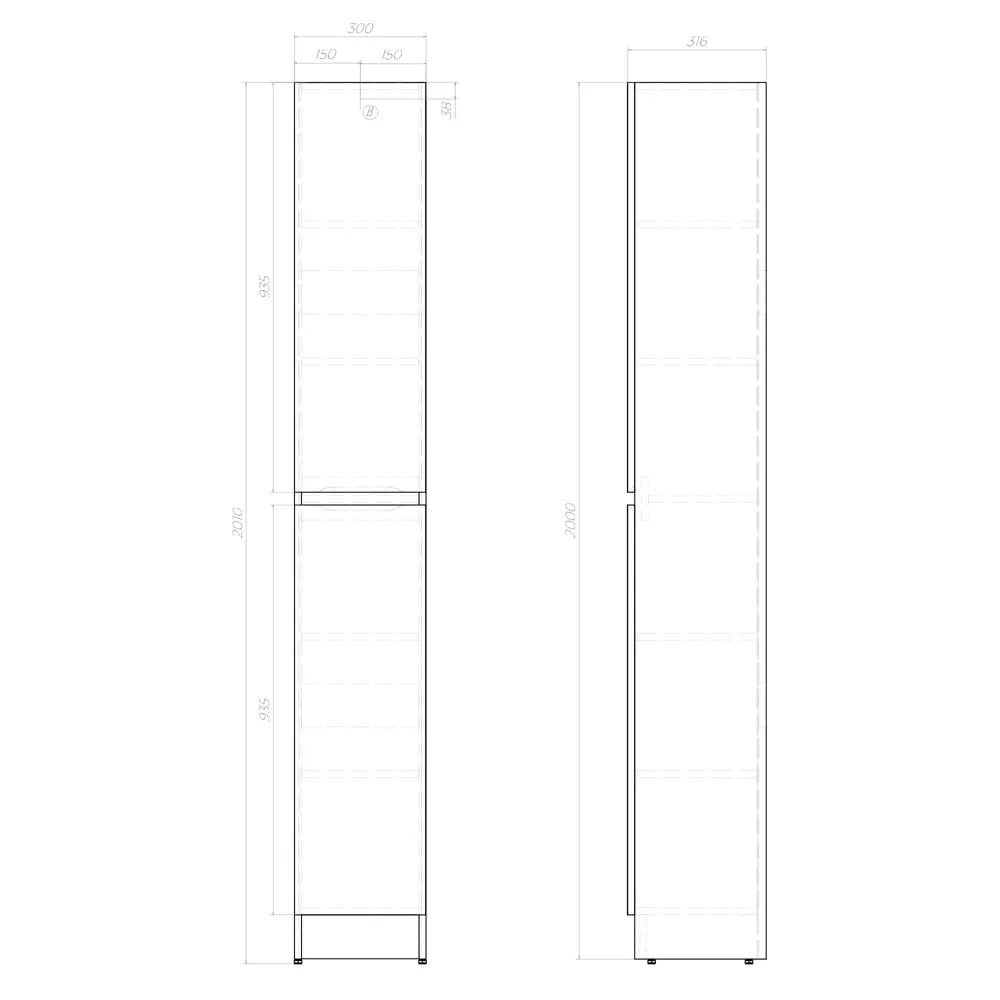 Пенал для ванной KONSENSA Терни - узкий шкаф с полками для организации пространства 89383208 STLM-1514036 - Вид №10