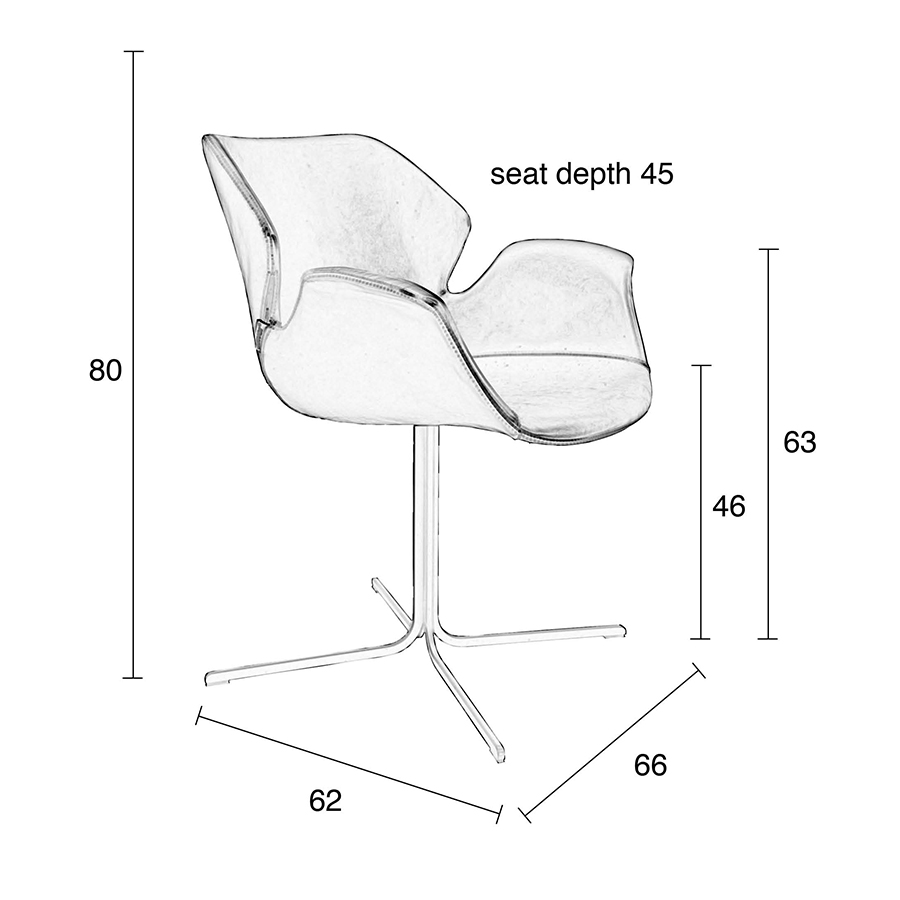 Кресло Nikki коричневое с черным основанием Zuiver 1200137 - Вид №1