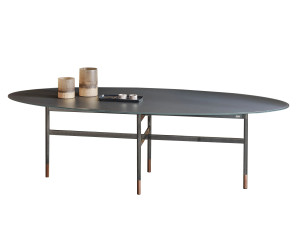 Овальный обеденный стол из стали и хрусталя