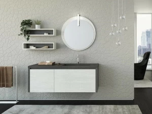 LEGNOBAGNO Тумба под умывальник подвесная с ящиками и зеркалом Freedom lineare