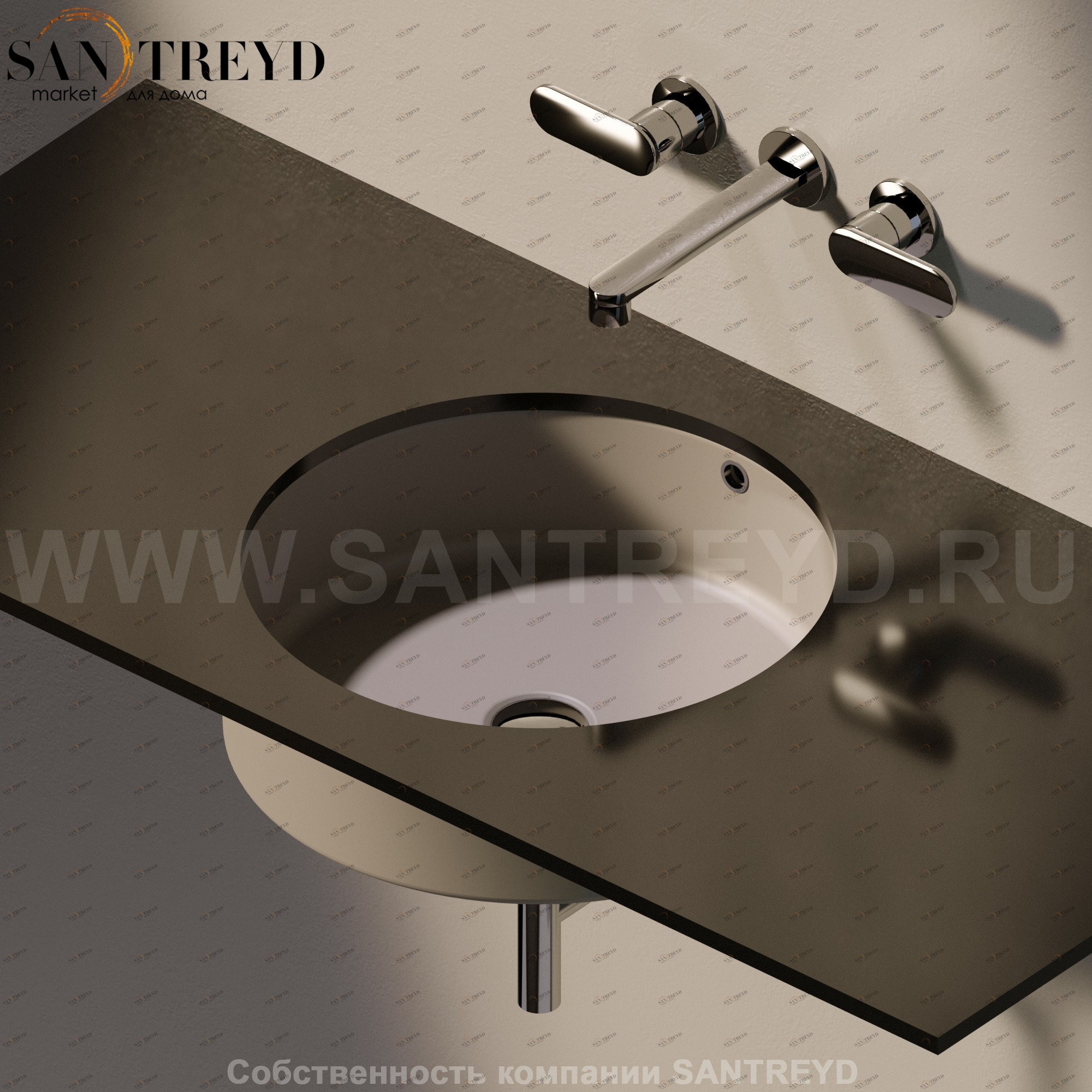 50571019 Накладная раковина под столешницу  круглая Ceramica Flaminia Twin