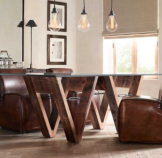 Обеденный стол стеклянный на двойном деревянном основании 243 см Wood and Glass ICON DESIGNE WOOD AND GLASS 178144 Коричневый;прозрачный  - Вид №1
