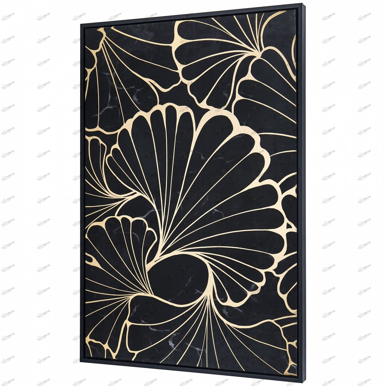 Панно интерьерное с цветочным мотивом 90х60 см черно-золотое Tomas Stern TOMAS STERN  00-3872662 Золото;черный;разноцветный 