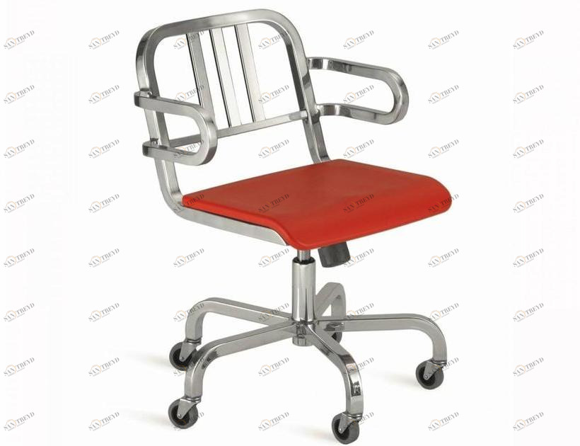 Emeco Вращающееся кресло из алюминия с подлокотниками на колесиках Nine-o™ sun-id-1483644