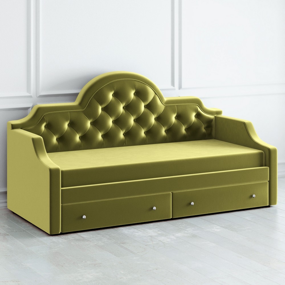 Диван-кровать детский с 2 выдвижными ящиками 90х190 см зеленый с каретной стяжкой DayBed KREIND DAYBED 00-3880035 Зеленый Santreyd  - Вид №1