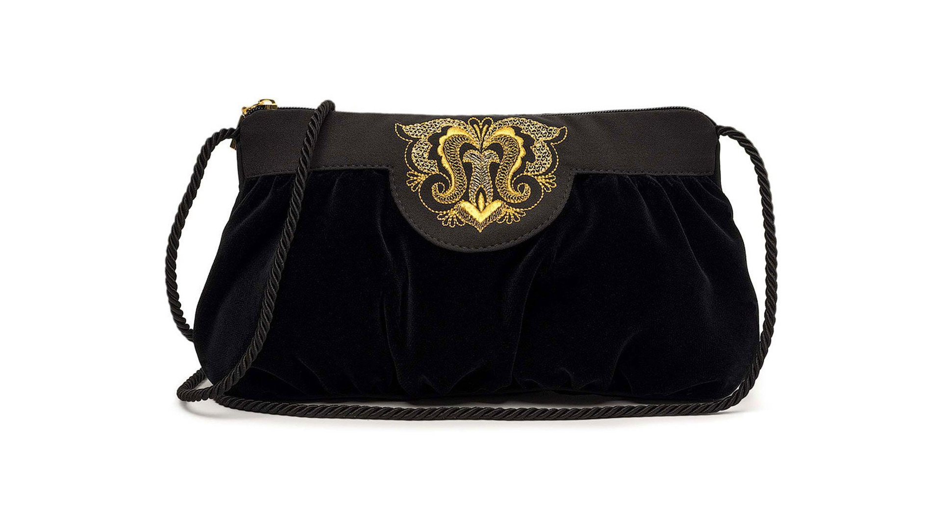 10660447 Торжокские золотошвеи Сумка "Фатиния" бархат + креп (атлас) Разм. 15*26*4 Мод. 469 Рис. 1397 Бархат  - Вид №1