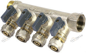 Коллектор с шаровыми кранами для м/п труб FM 3/4х3/4х16х4 AQL 1315 AQUAPEX 21166