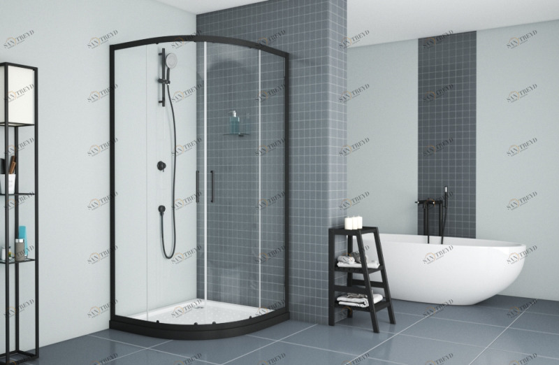 Душевое ограждение две раздвижные двери (без поддона) BLACKLINE BS090.1201B bravat 