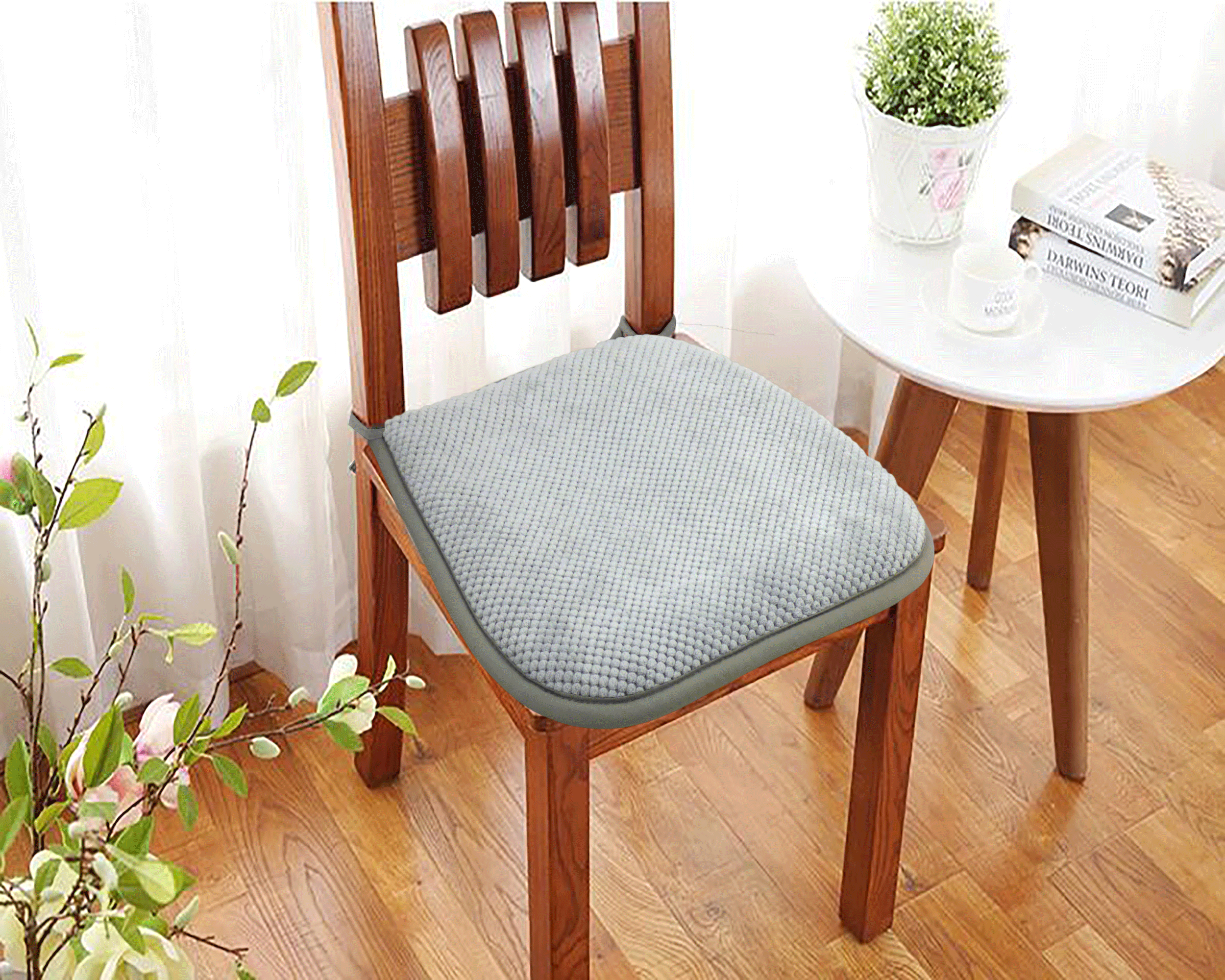 LINEN WAY Сидушка для стула «Цитус» серая с завязками 85372797 STLM-0062355 - Вид №3