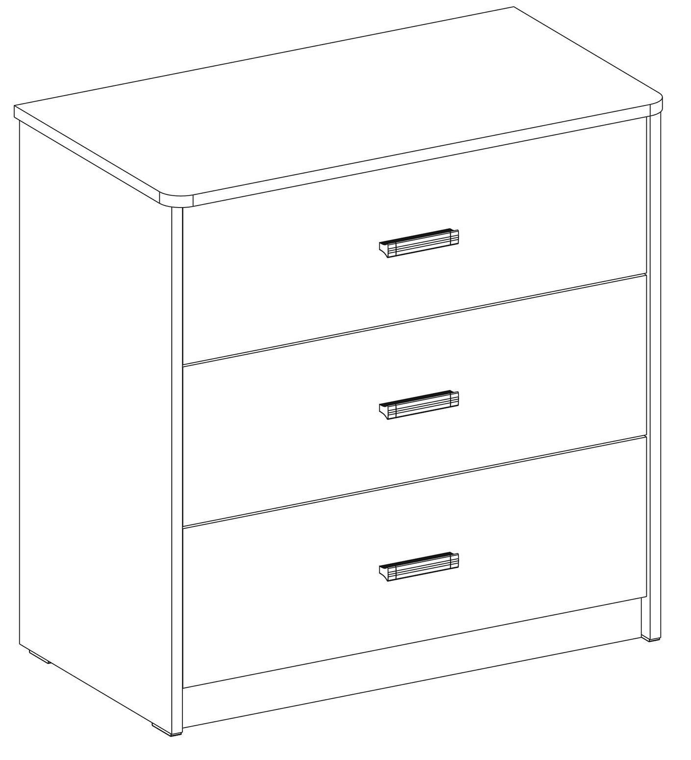 Комод с 3 ящиками белый White CILEK WHITE 00-3832257 Белый Santreyd  - Вид №1