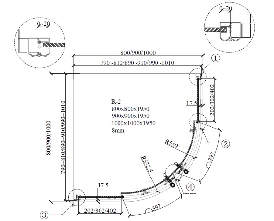 Душевой уголок CEZARES RETRO-A-R-2-100-SCORREVOLE-CP-G - Вид №2