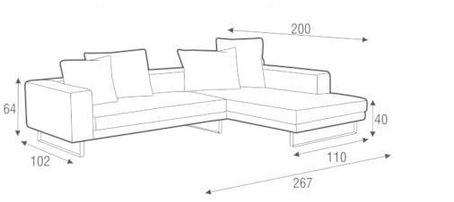 Sits Мягкий 3-х местный тканевый диван с шезлонгом sun-id-1445766 - Вид №2