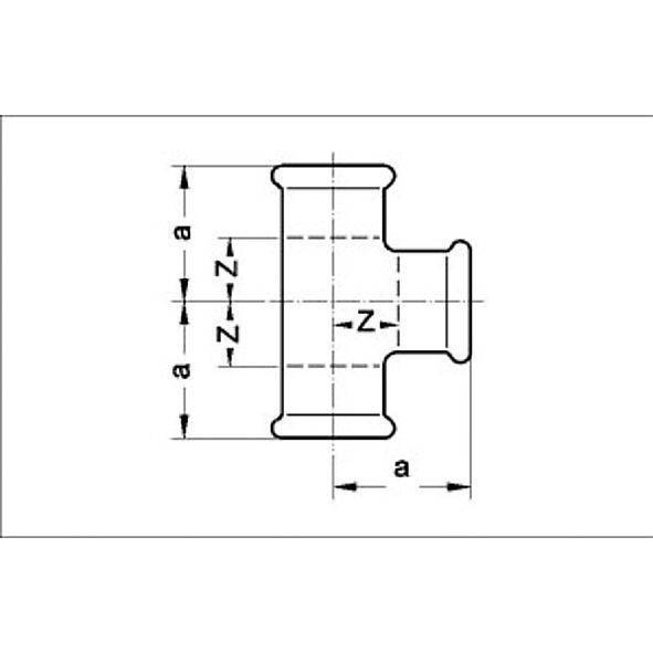 110130282815 SANHA 10130 пресс-фитинг газ, медь, тройник ВПр 28x28x15 мм  - Вид №1