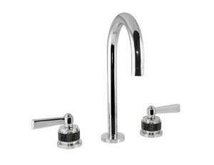 271001.PHN.00 Раковина с тремя отверстиями и черным swarovski Золото 24К