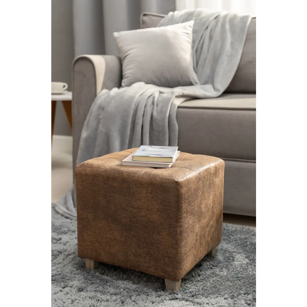 Табурет мягкий Atmosphera 121360I 35x35x33.5 см цвет темно-коричневый STLM-2101622 - Вид №2