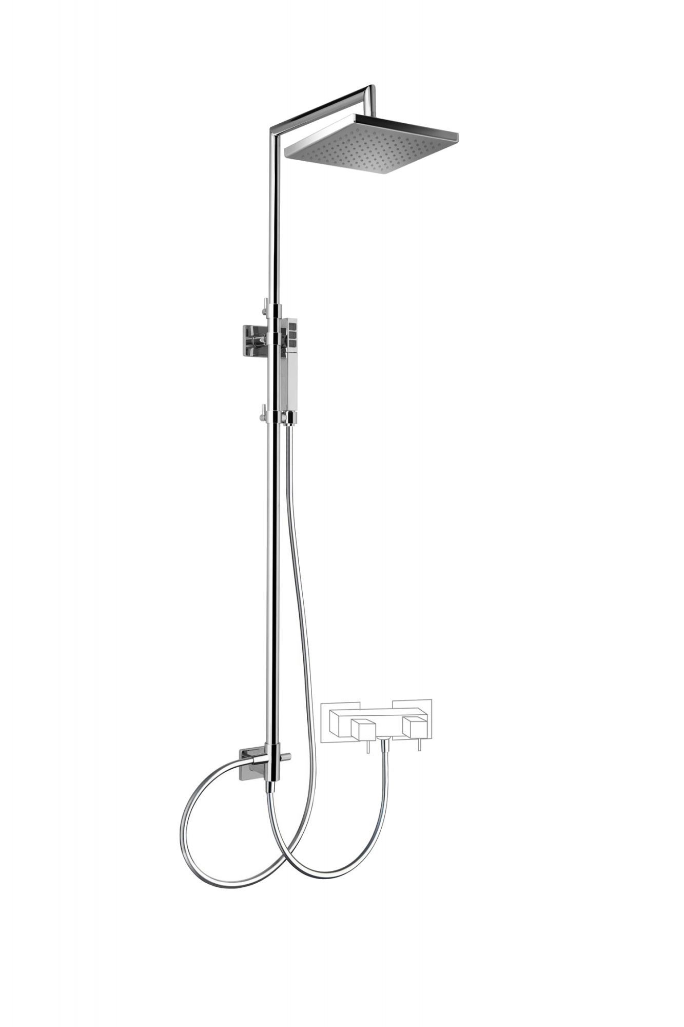 32473/ED-CR CARIMALI Угловая телескопическая открытая, проверяемая душевая лейка MySlim 