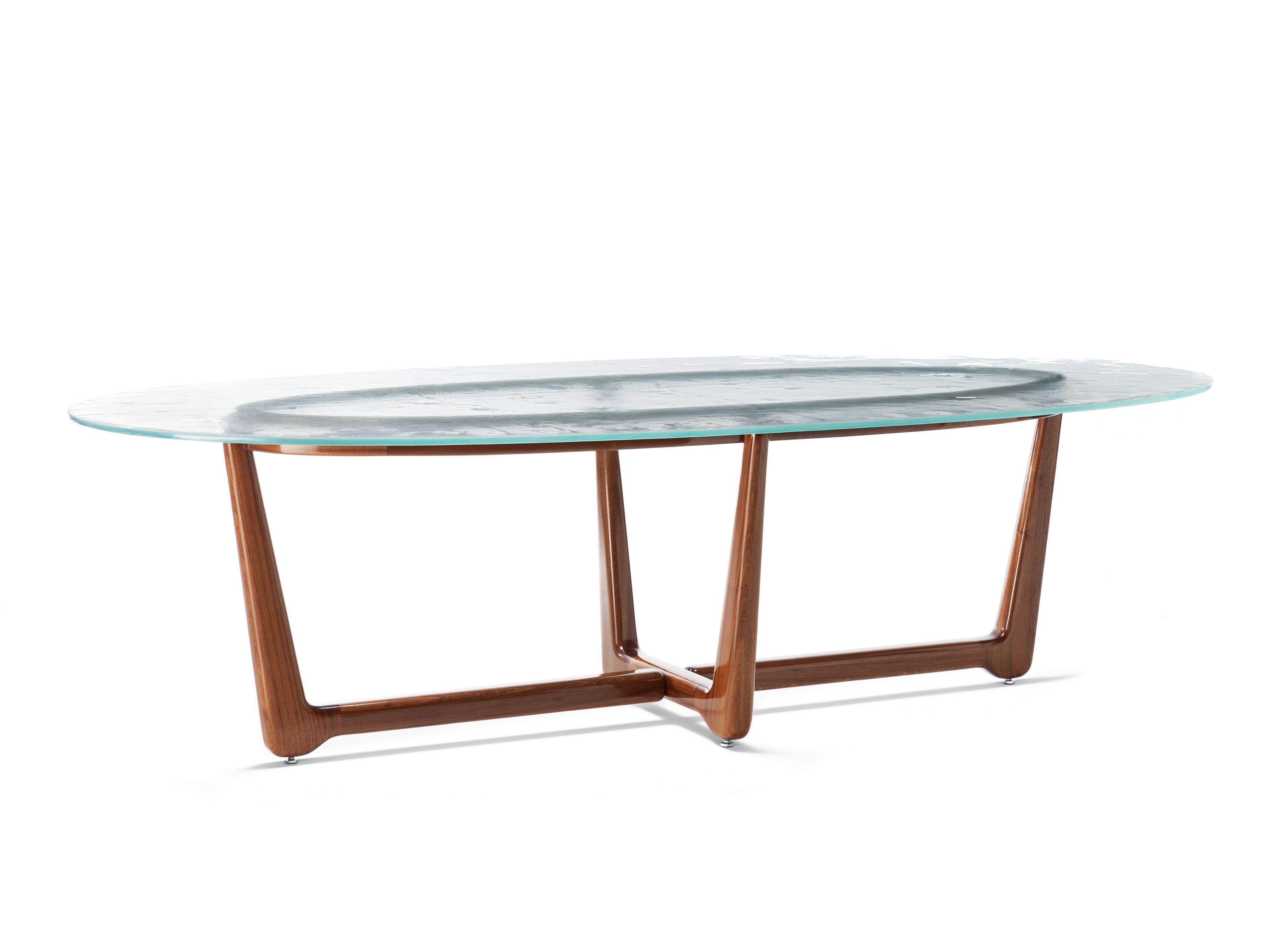 Овальный стол из красного дерева и хрусталя Exteta Sunset ARCH-00027432