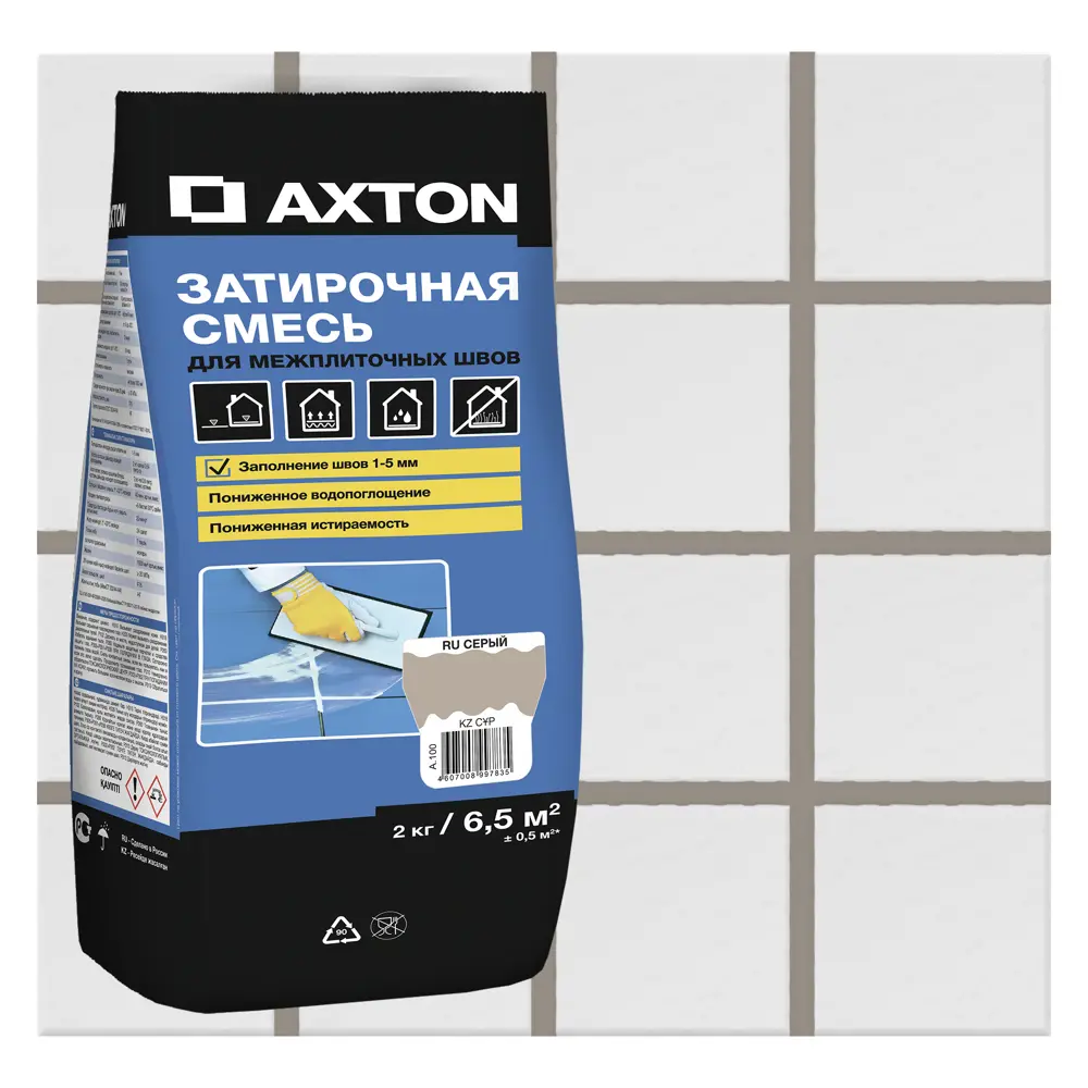 Затирка цементная Axton А.100 цвет серый 2 кг 82454861 STLM-2197762 Без серии