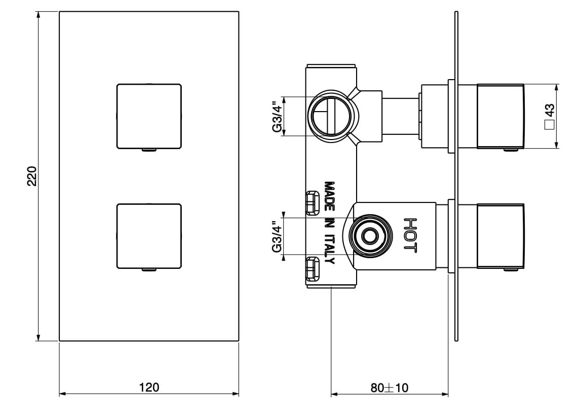 Термостатический встраиваемый смеситель для душа GATTONI Kubik ARCH-00125677 - Вид №2