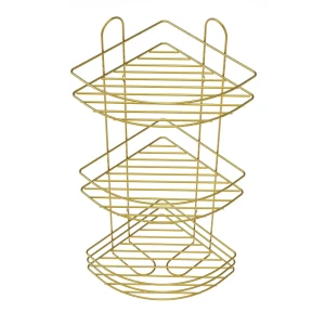 Полка для ванной Lemer Nil трехъярусная 23x23 см металл цвет золото
