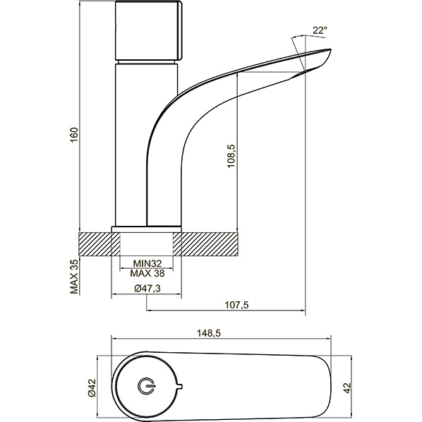35-04L GELIOS  Смеситель для умывальника  ARGO kran 3504lgelios - Вид №1