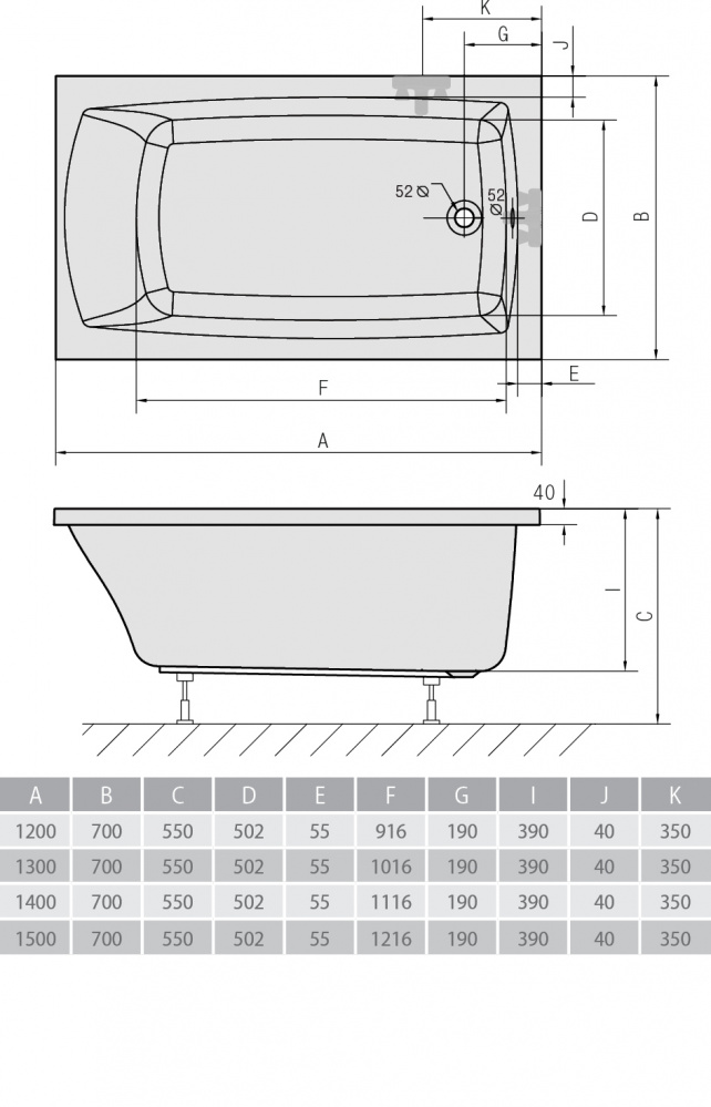 Акриловая ванна ALPEN Lily 120 25111 - Вид №2