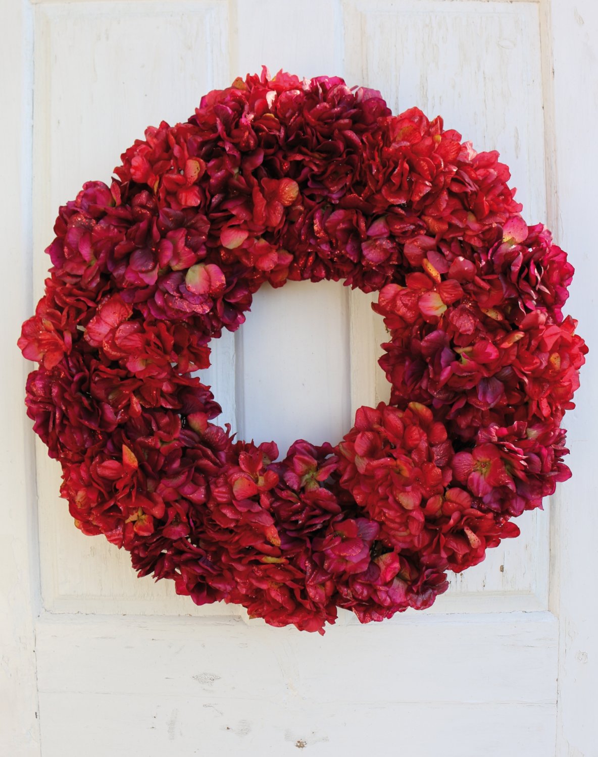 2010 432 a3 Искусственный венок из гортензии с глиттером, Ø 55 см, бордово-золотой H-andreas  - Вид №8