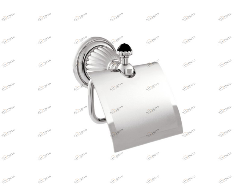 033277.N00.62 Держатель для туалетной бумаги с черными кристаллами swarovski Сатин никель Mestre Artica