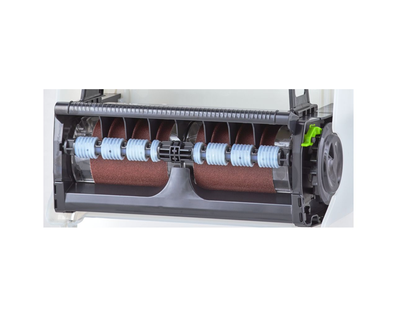 CJB302 Механический диспенсер для бумажных полотенец в рулонах SOLID CUT AUTOMATIC MAXI, АБС-пластик, полностью белая передняя часть - матовая, прозрачная светлая задняя часть - матовая Merida  - Вид №7