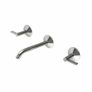 Настенный смеситель для раковины на 3 отверстия. Керамические дисковые клапаны. Без всплывающих отходов. Аэратор «Плюс». Расход 5 л / мин при 3 барах.  Lignage NOKEN 100238489  CHROME