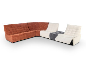 Модульный тканевый угловой диван с подставкой для ног