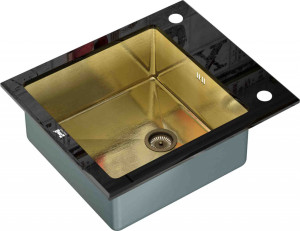 Мойка кухонная ZorG Inox Glass GL-6051-BLACK-BRONZE из нержавеющей стали и стекла, бронза/черный