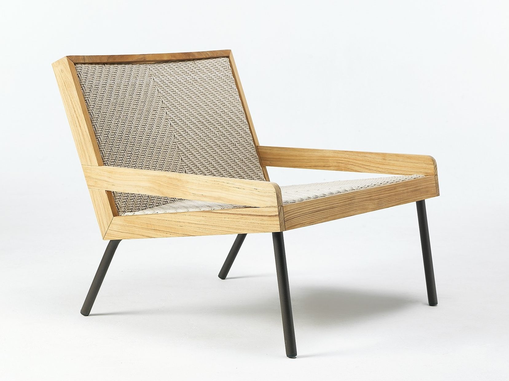 Кресло из тика и полипропиленовой веревки с подлокотниками Ethimo открытый ARCH-00125651