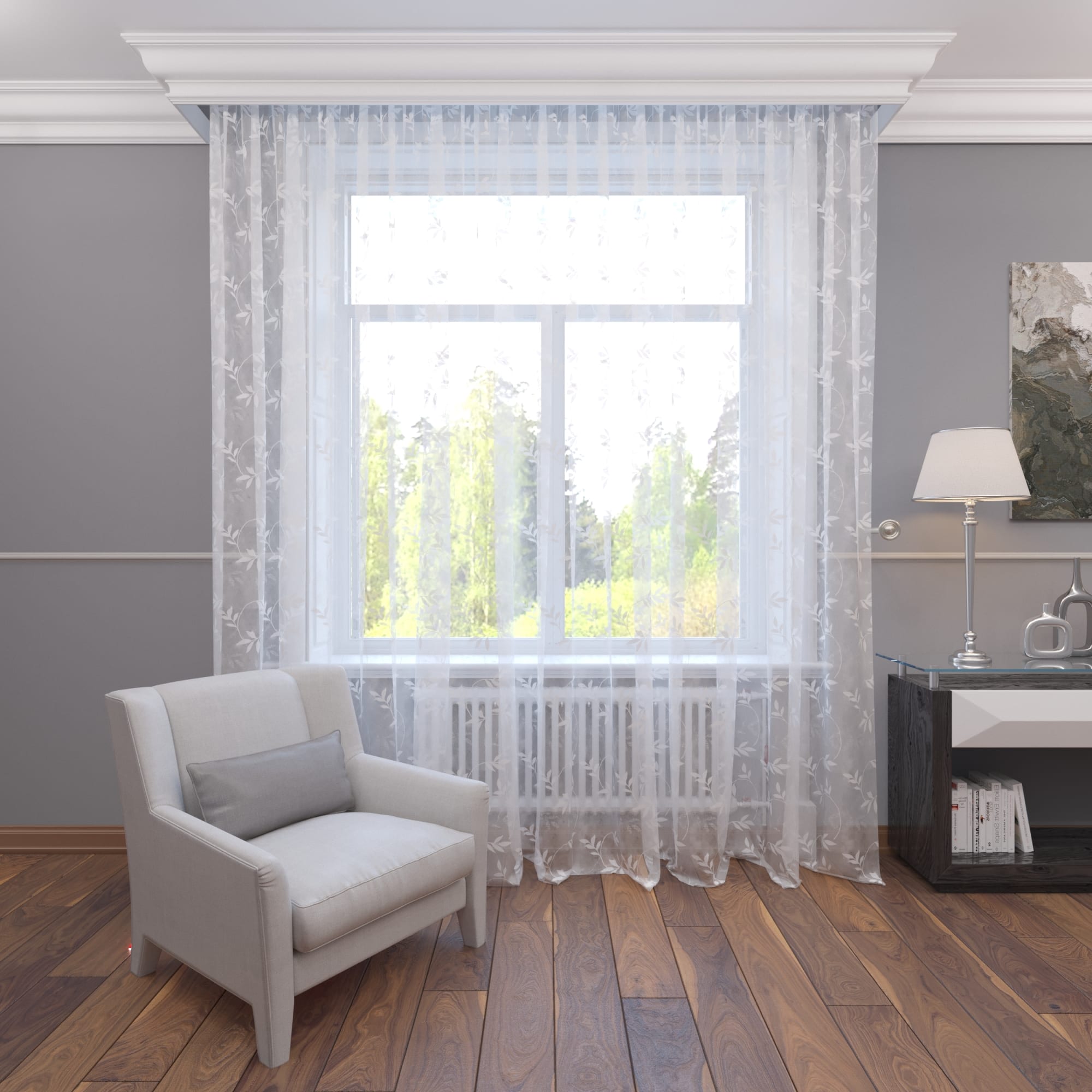 82305175 Тюль на ленте «Лепестки», 250x260 см, цветы, цвет белый Santreyd  - Вид №8