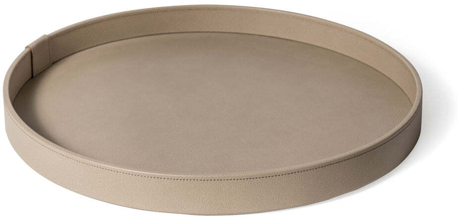 Gea Круглый поднос - Ø 45 см / плетеная кожа_темно-серый