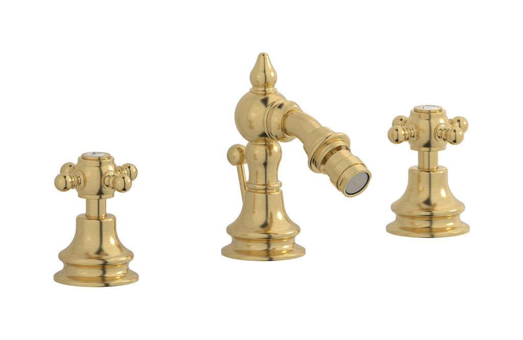 Смеситель для биде на 3 отверстия с донным клапаном WE ARE IB hr393os Brushed Gold Hermes