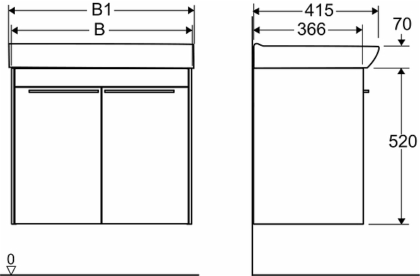 47384 Комплект мебели IFO Sense, с двумя дверцами, компактный, Ш = 600 мм, Ш1 = 622 мм, белый  - Вид №6