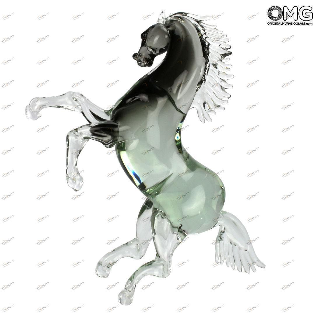 4803 ORIGINALMURANOGLASS Скульптура Королевский Конь - чёрный с золотом - муранское стекло OMG 16 см 