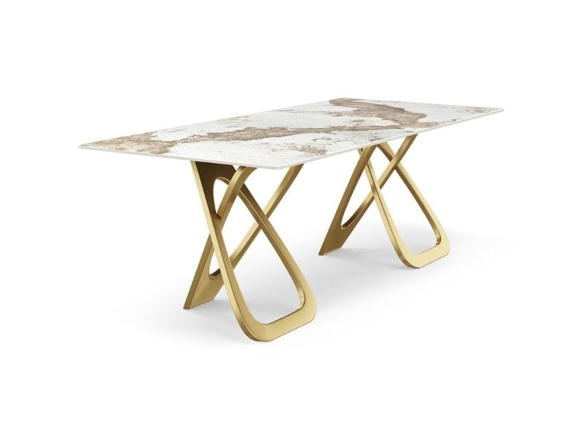 Прямоугольный стол из спеченного камня с металлическим основанием GIULIA GRILLO ABBRACCIO ARCH-00097894