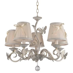 Люстра подвесная «Farfalla», 5 ламп, 15 м², цвет белый/патина