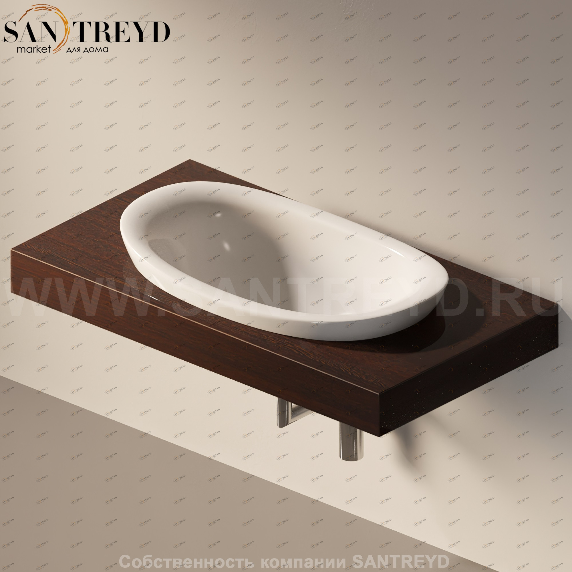 Flaminia IO e SI Столешница с отверстием под раковину темный дуб IO75M1.WD Ceramica Flaminia IO75M1WD