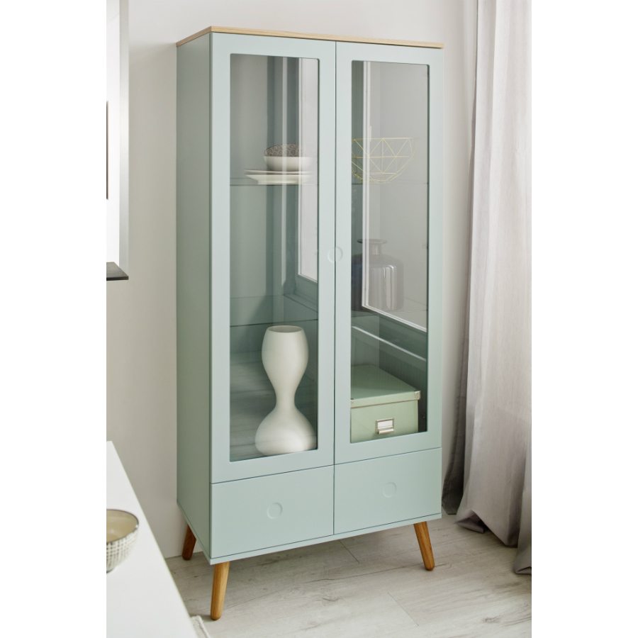 Витрина Tenzo Dot, 175х79х43 см, дуб, зеленая 1670676 - Вид №1