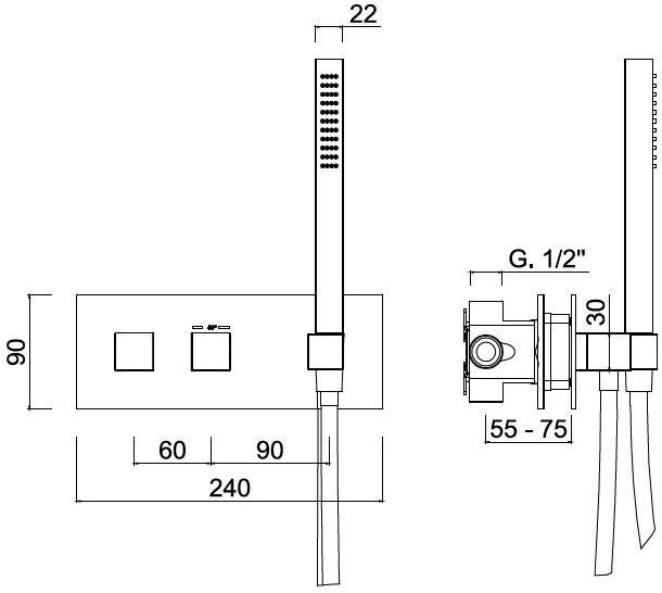 Rubinetteria Giulini Смеситель для душа с ручным душем Pablolux F8273 - Вид №1