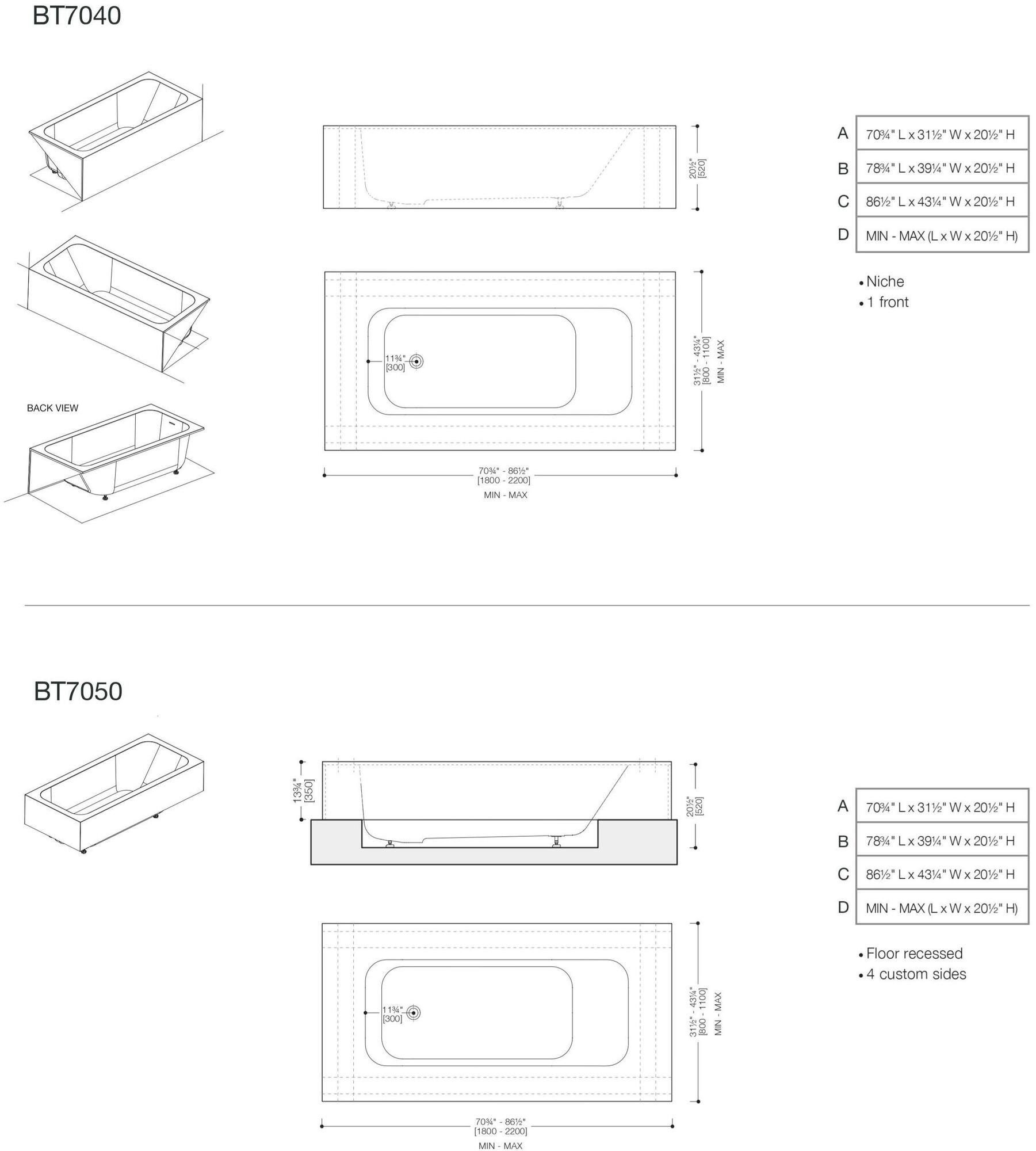 Blu Bathworks® Прямоугольная ванна синего цвета ∙ stone ™ Designer bathtub series Bt7000 - Вид №3