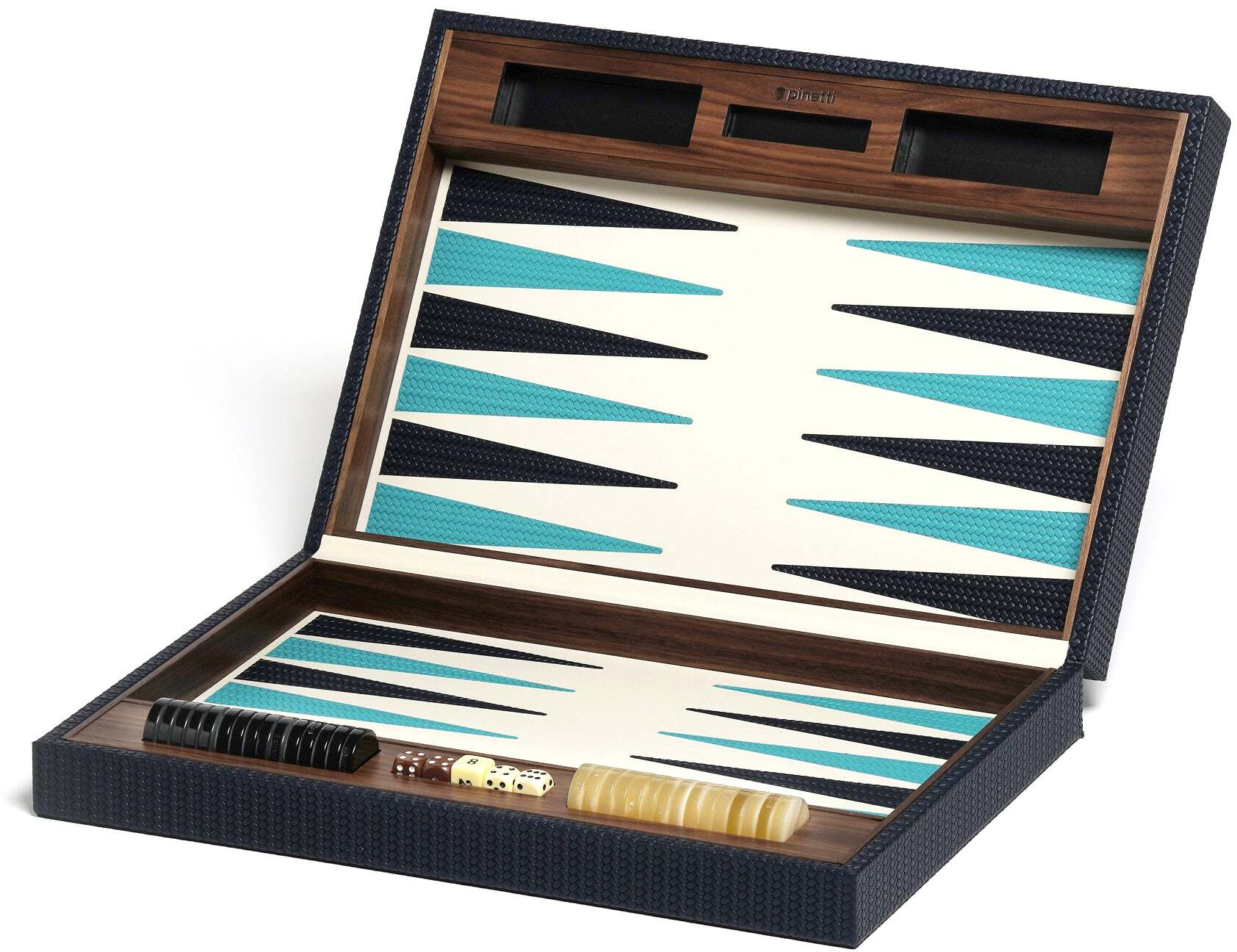 Набор нард - 43X30XH8 см / тканая кожа_темно-синий