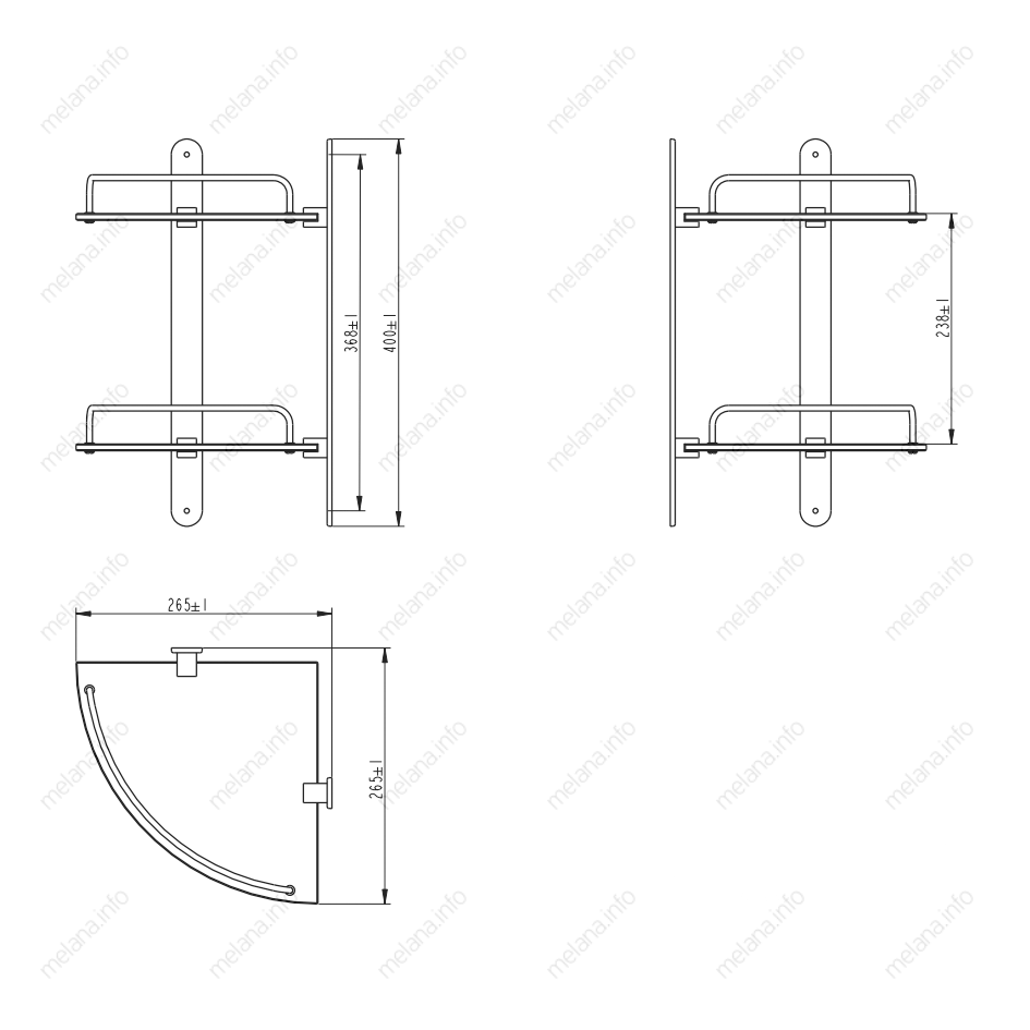 Полка стеклянная двойная MELANA AISI 304 сатин MLN-SY3005 SY серия - Вид №1